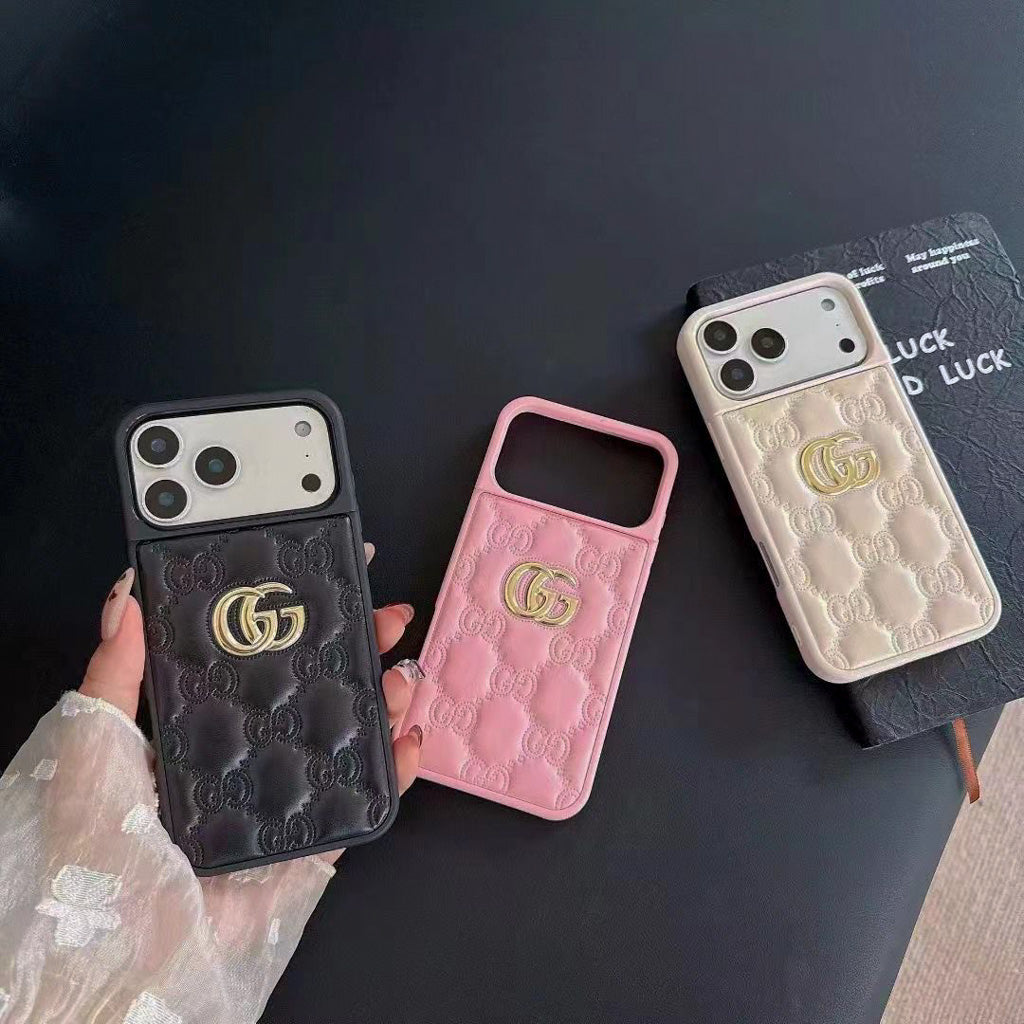 Stamped GG Leather iPhone Case