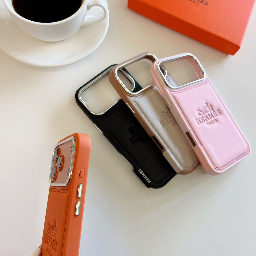 H Stamped Leather Phone Case for iPhone 13-17 / Pro / Pro Max