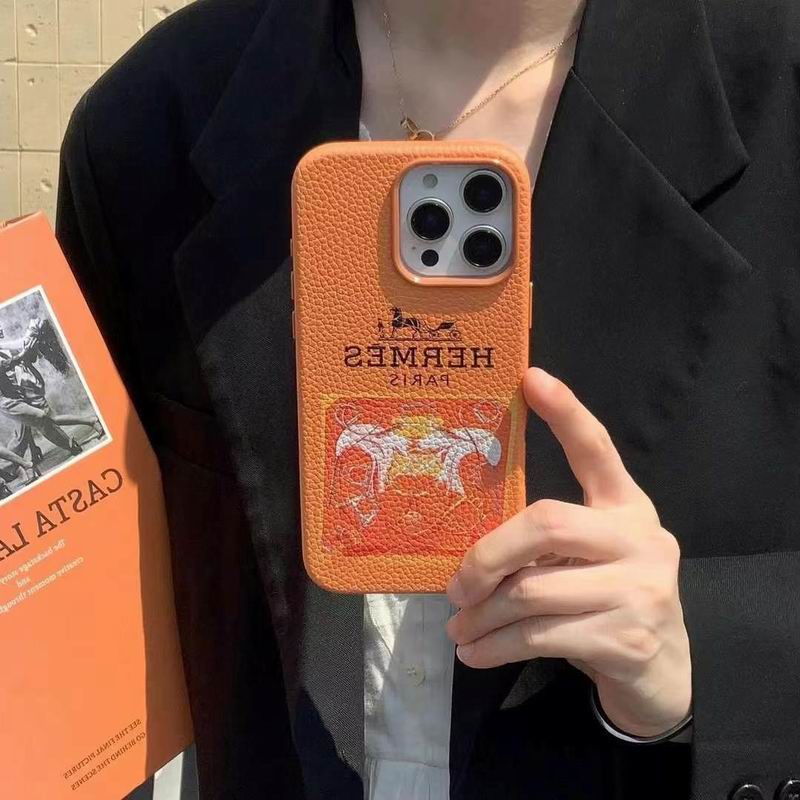 Hermes iPhone 16 Pro Max Case 15 14 13 Printed Pattern