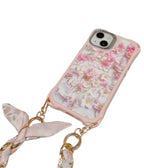 GG iPhone Case Flower 3D Pattern Silk Chain