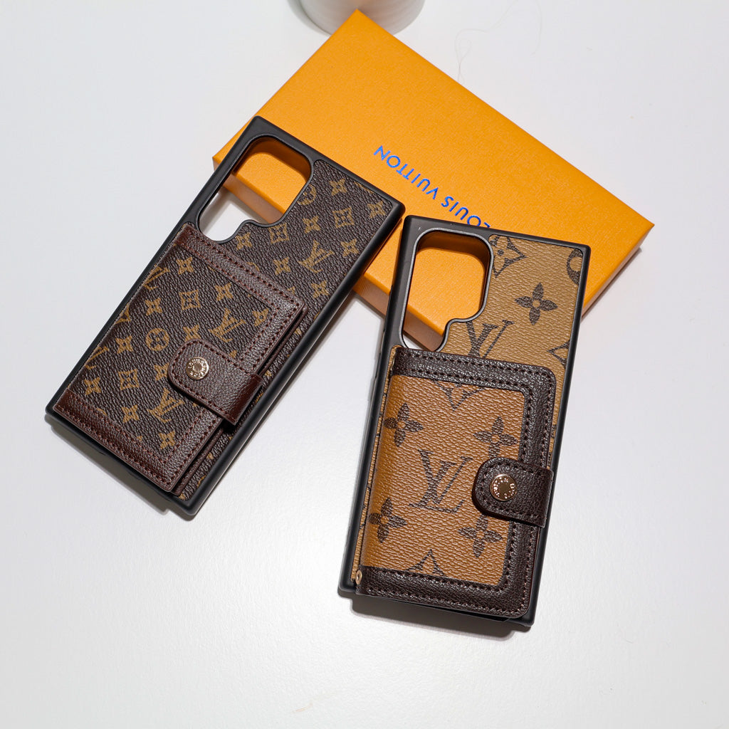 Leather Designer Wallet Phone Case for Samsung Galaxy S22-26 Ultra Plus Series