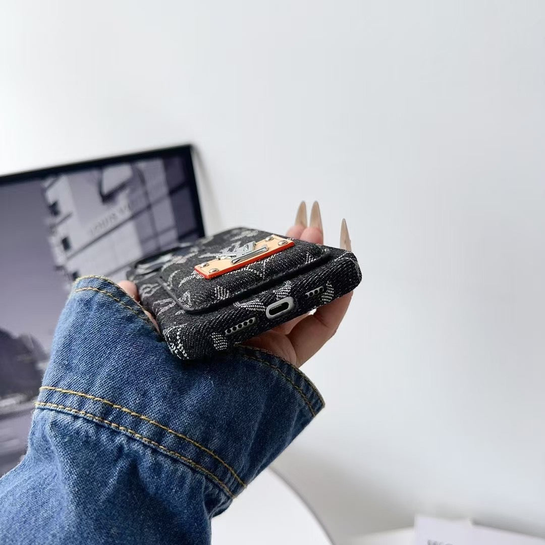 Denim LV Phone Case Card Holder