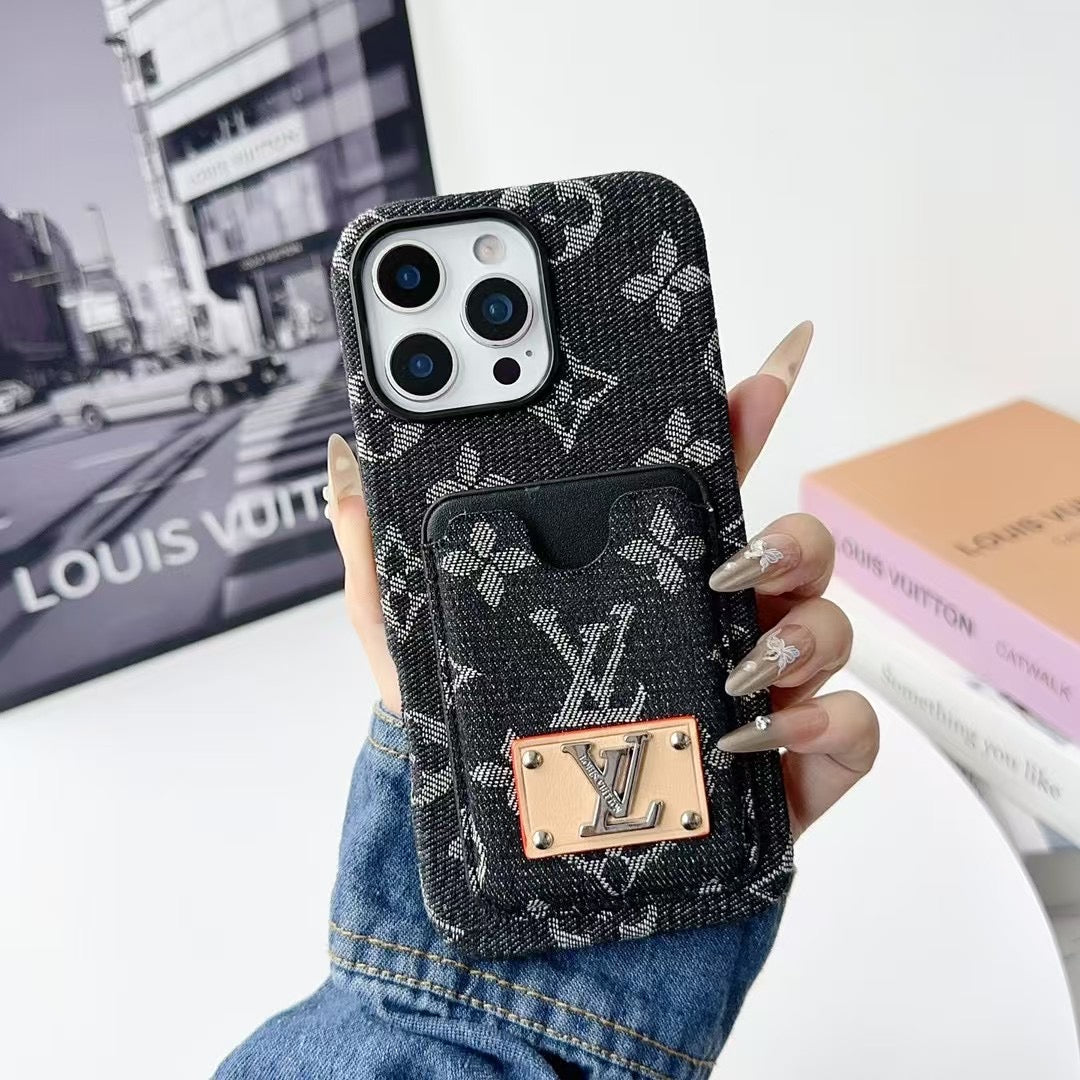 Denim LV Phone Case Card Holder
