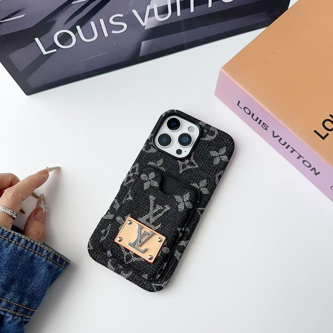 Denim LV Phone Case Card Holder