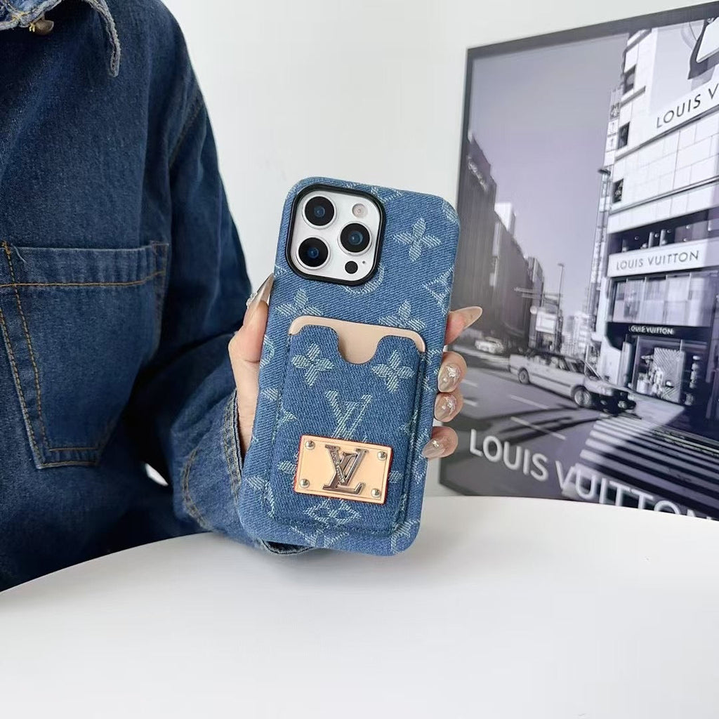 Denim LV Phone Case Card Holder