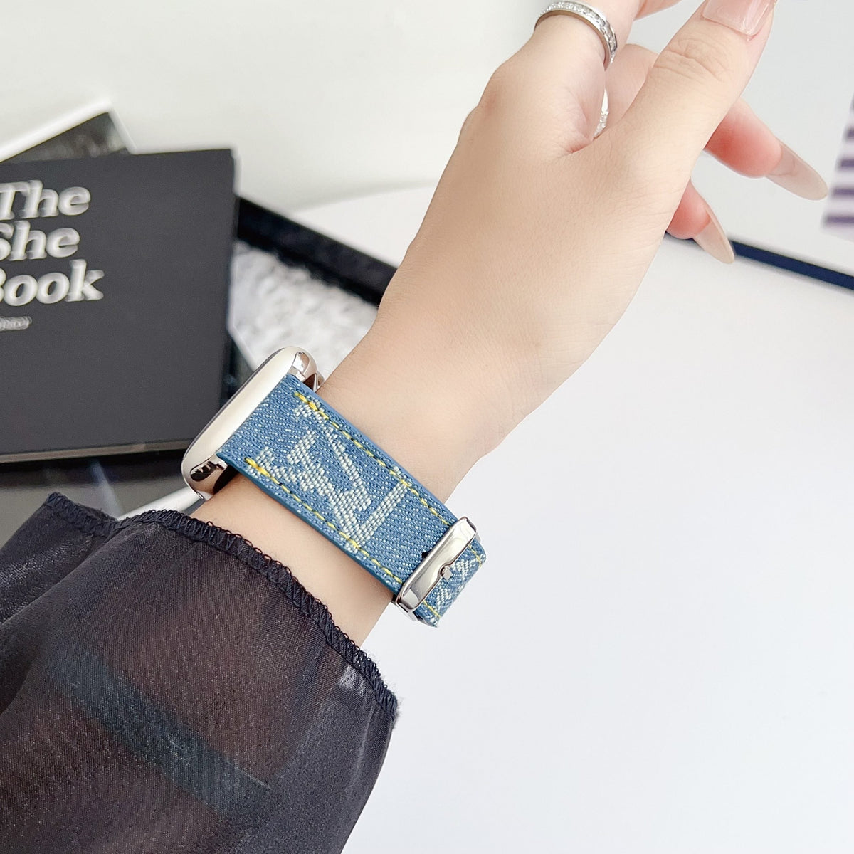 Fabric LV Apple Watch Band installed view