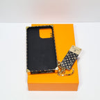 Reverse monogram Eye Trunk iPhone case showing the rear design and protective camera area