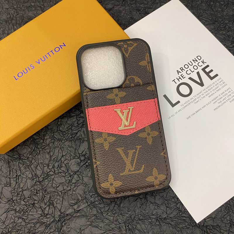 Detailed view of the designer leather iPhone case showing the card holder and back finish
