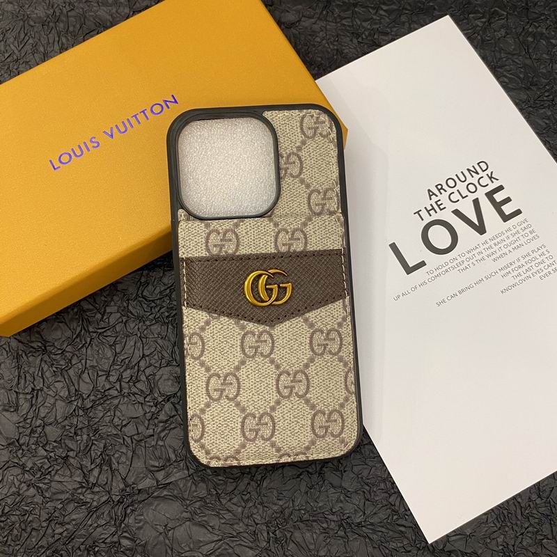 Close-up product view of the luxury iPhone card holder case and leather wallet detail