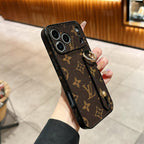 LV iPhone case with hand strap showing the camera opening and protective back cover