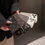LV lens protection iPhone case showing the leather back and raised camera protection