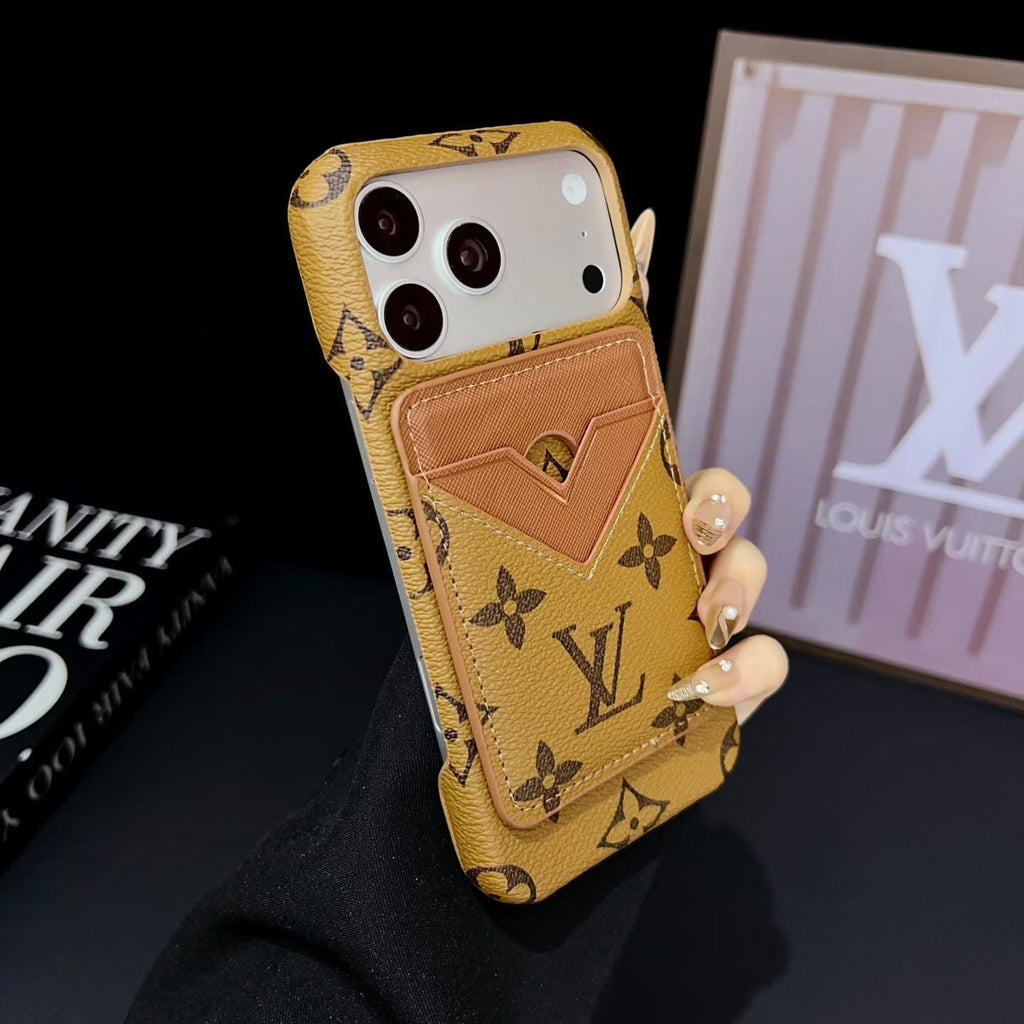 MagSafe card holder iPhone case showing the patterned rear design and card storage