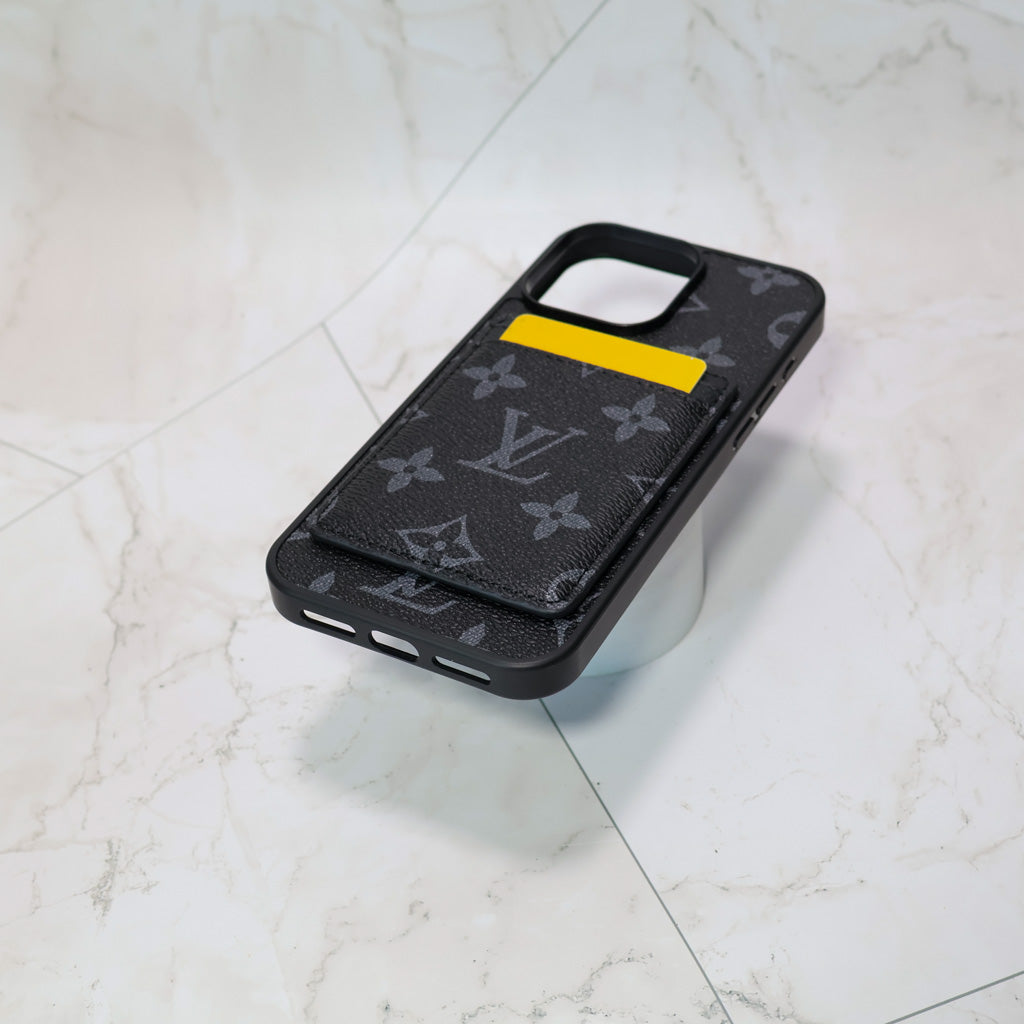 iPhone MagSafe wallet case showing the card holder, camera cutout and fitted edges