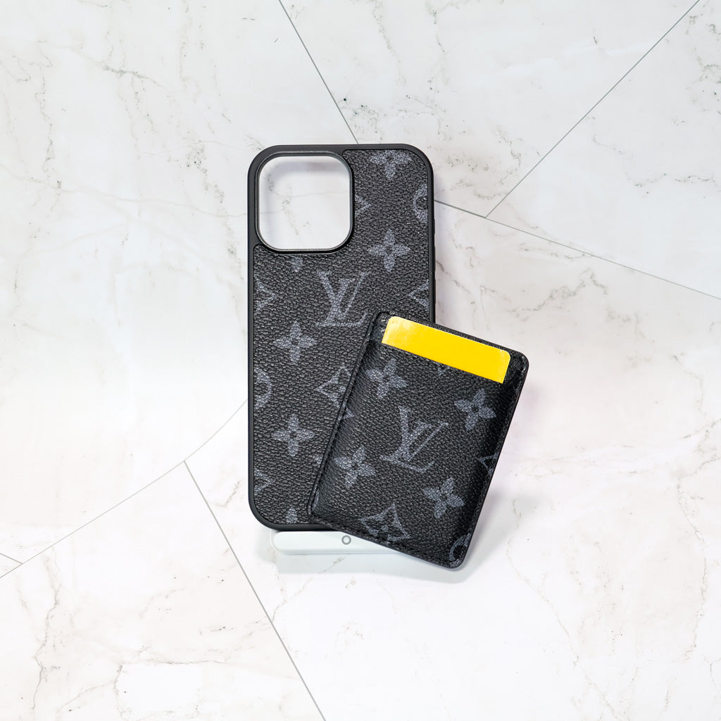 MagSafe iPhone case with card holder showing the rear wallet feature and camera opening