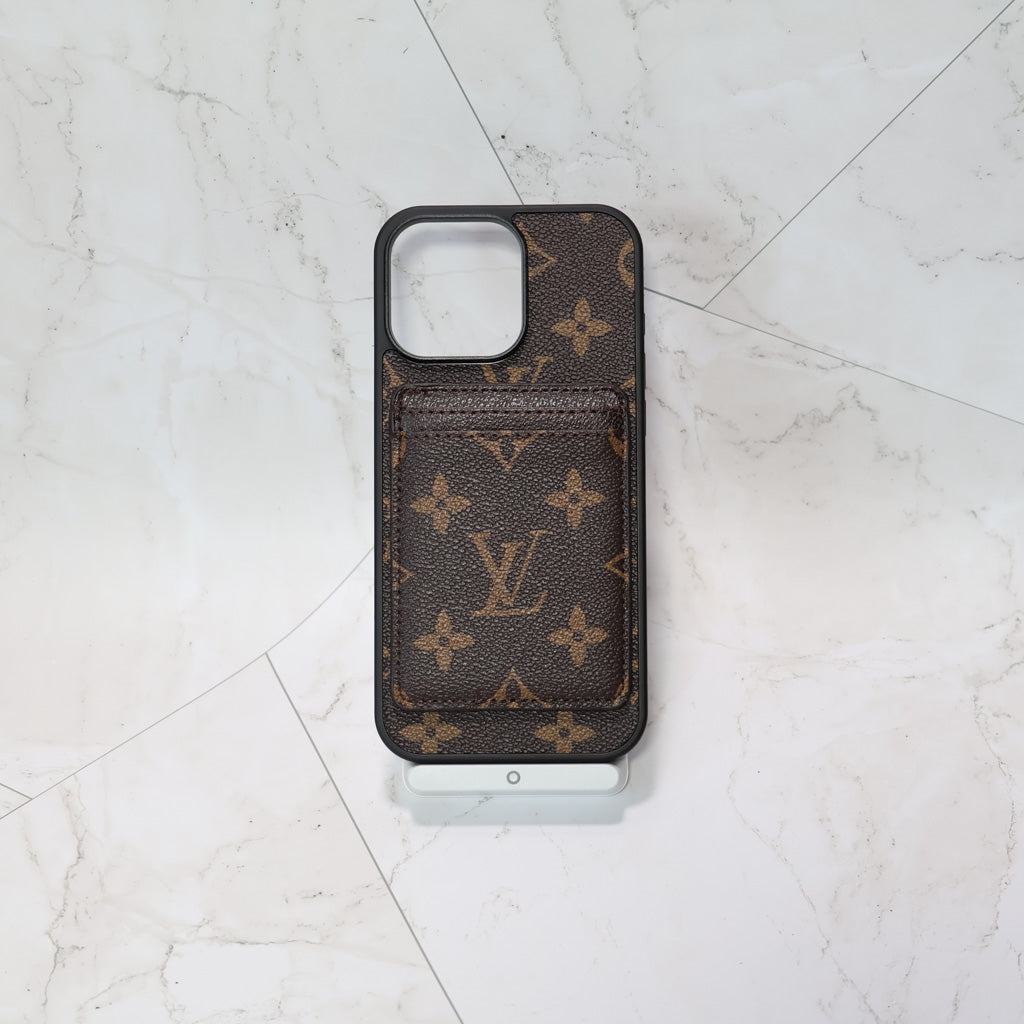 Detailed back view of the MagSafe iPhone case with card holder and camera protection