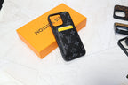 MagSafe iPhone case with card holder shown in a lifestyle view highlighting the wallet feature