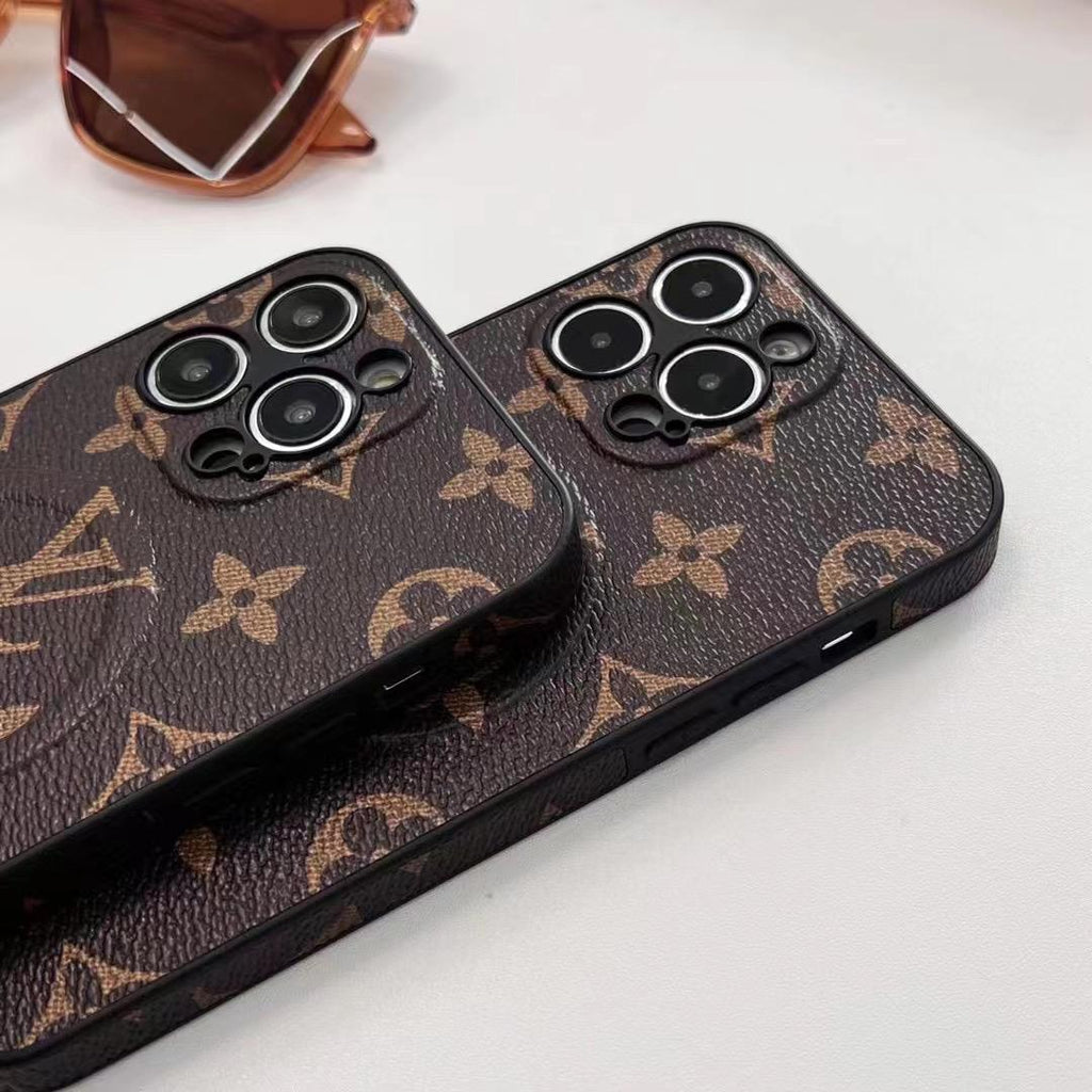 Close-up of the LV MagSafe iPhone case showing the magnetic area and camera opening