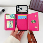 Multicolor monogram LV crossbody wallet iPhone case showing the colorful wallet back and protective edges