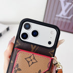 Multicolor monogram LV crossbody wallet iPhone case showing strap hardware and the patterned cover