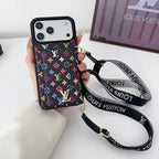Multicolor monogram LV crossbody wallet iPhone case showing the full patterned back and fitted corners