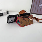 Multicolor monogram LV crossbody wallet iPhone case showing the slim edge profile and shoulder strap