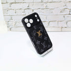 LV style card holder iPhone case showing the slim wallet profile and rear cover