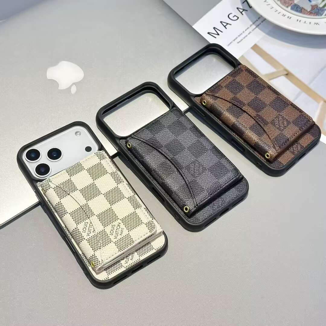 Luxury Card Holder Wallet LV Style iPhone 17 Series Phone Case