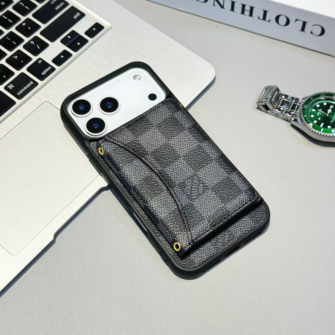 Luxury Card Holder Wallet LV Style iPhone 17 Series Phone Case