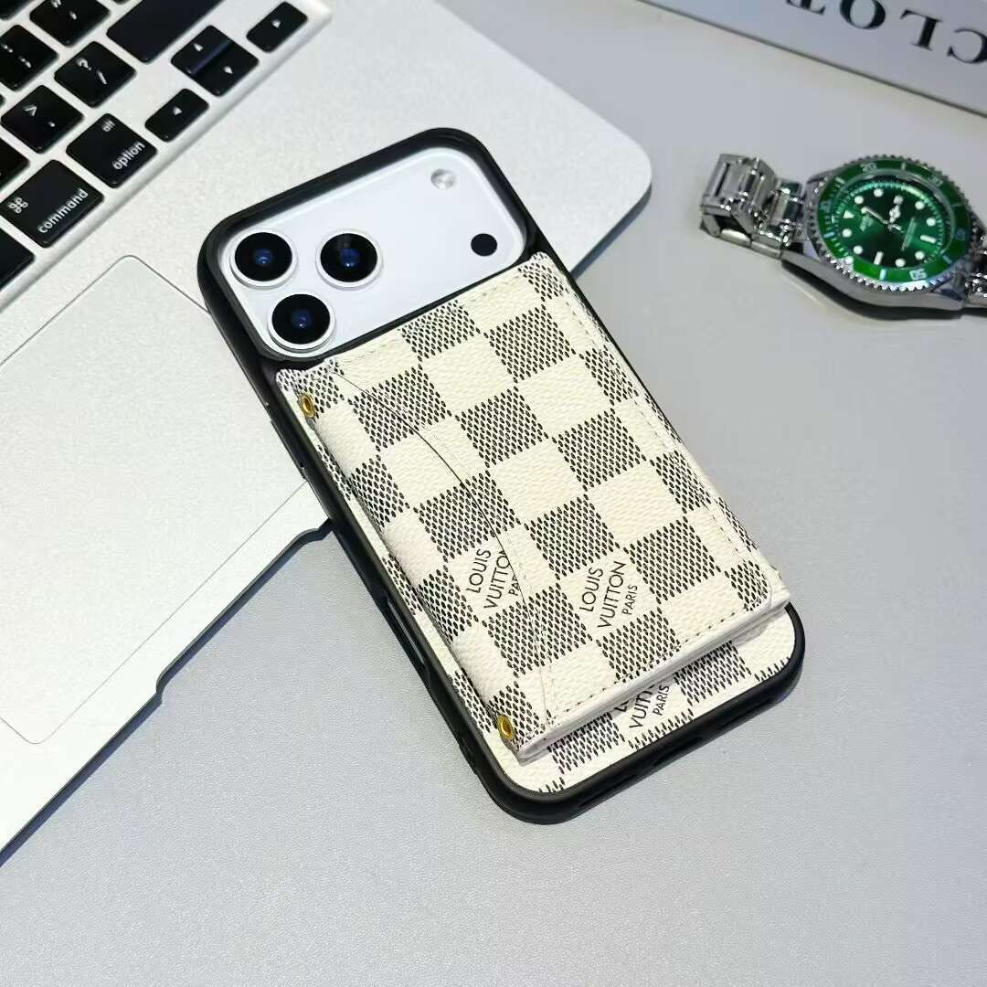 Luxury Card Holder Wallet LV Style iPhone 17 Series Phone Case