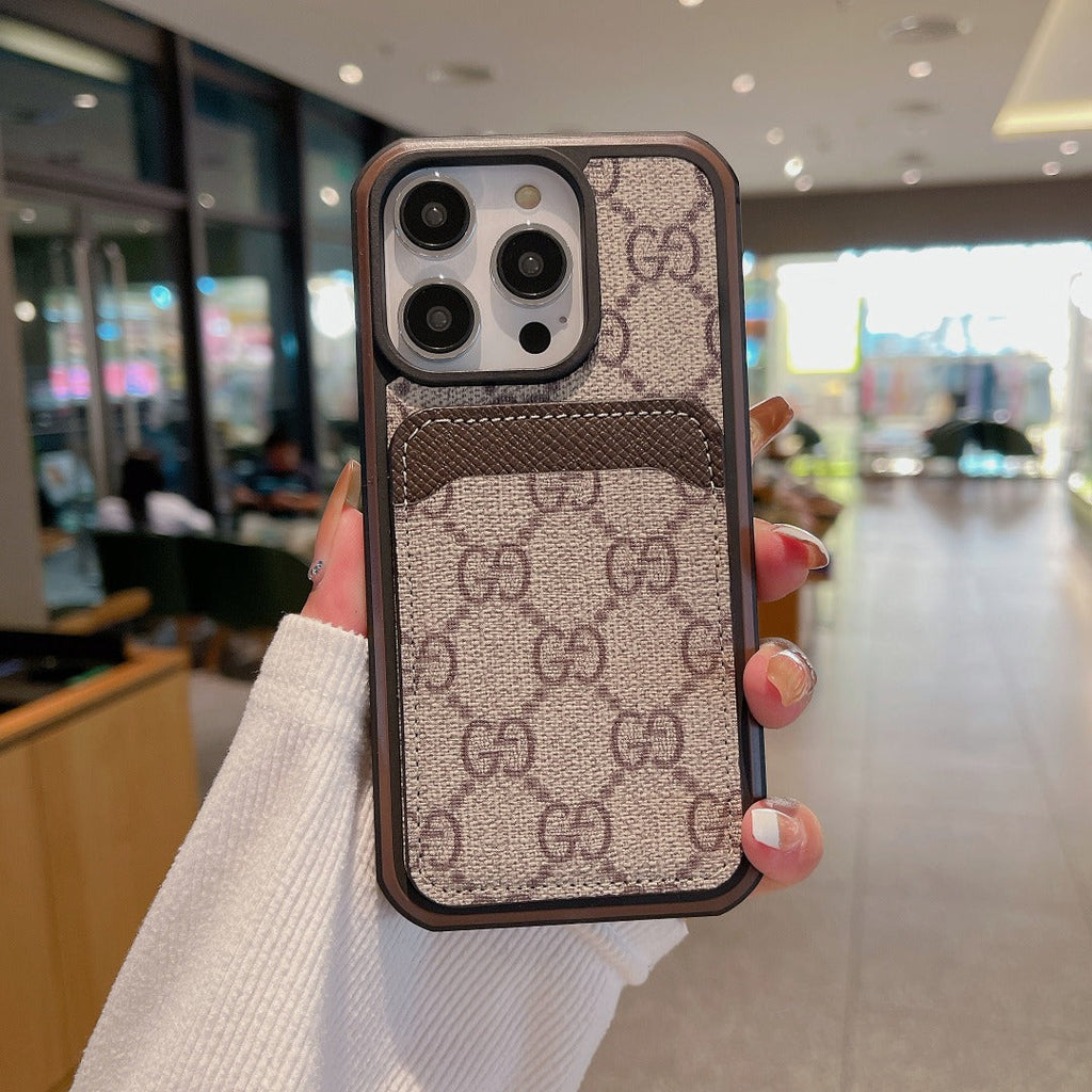 LV monogram iPhone case showing rear protection, camera opening and finished edges