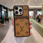 Luxury LV iPhone case showing the complete monogram back design and premium finish