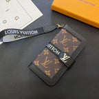 Brown monogram LV iPhone wallet case with black accents and card storage
