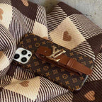 Hand strap iPhone case showing the fitted back cover, camera opening and protective edge
