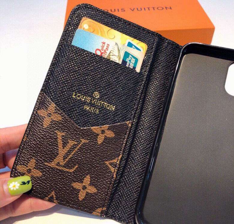 iPhone Wallet Case Brown Mono Leather Black Edge 11 12 13 14 15 16 Pro Max Plus