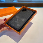 Fashion LV iPhone Case Black Card Leather Slot