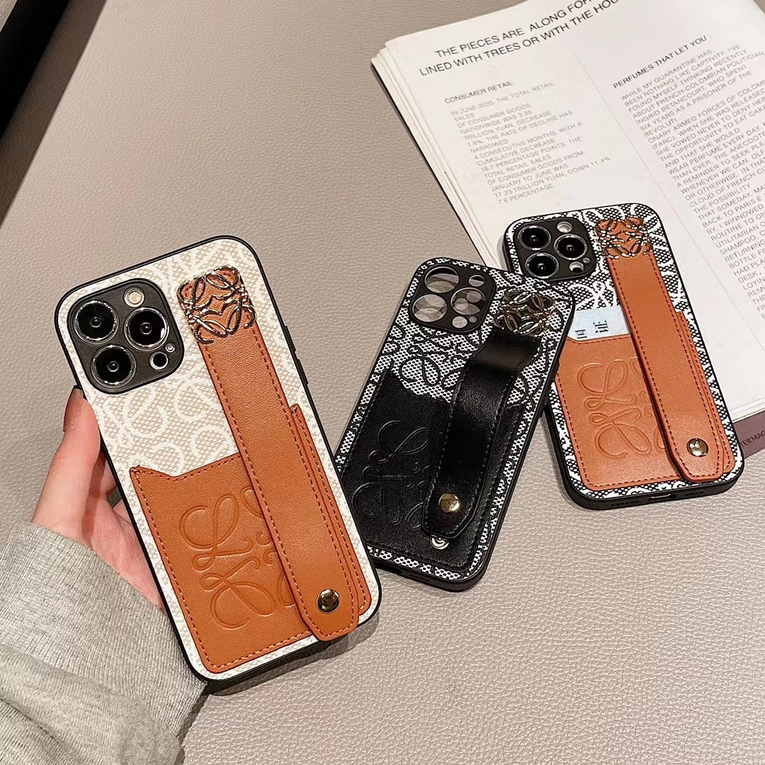 Loewe Phone Case Hand Strap Card Holder for iPhone 12 13 14 Pro Max Plus