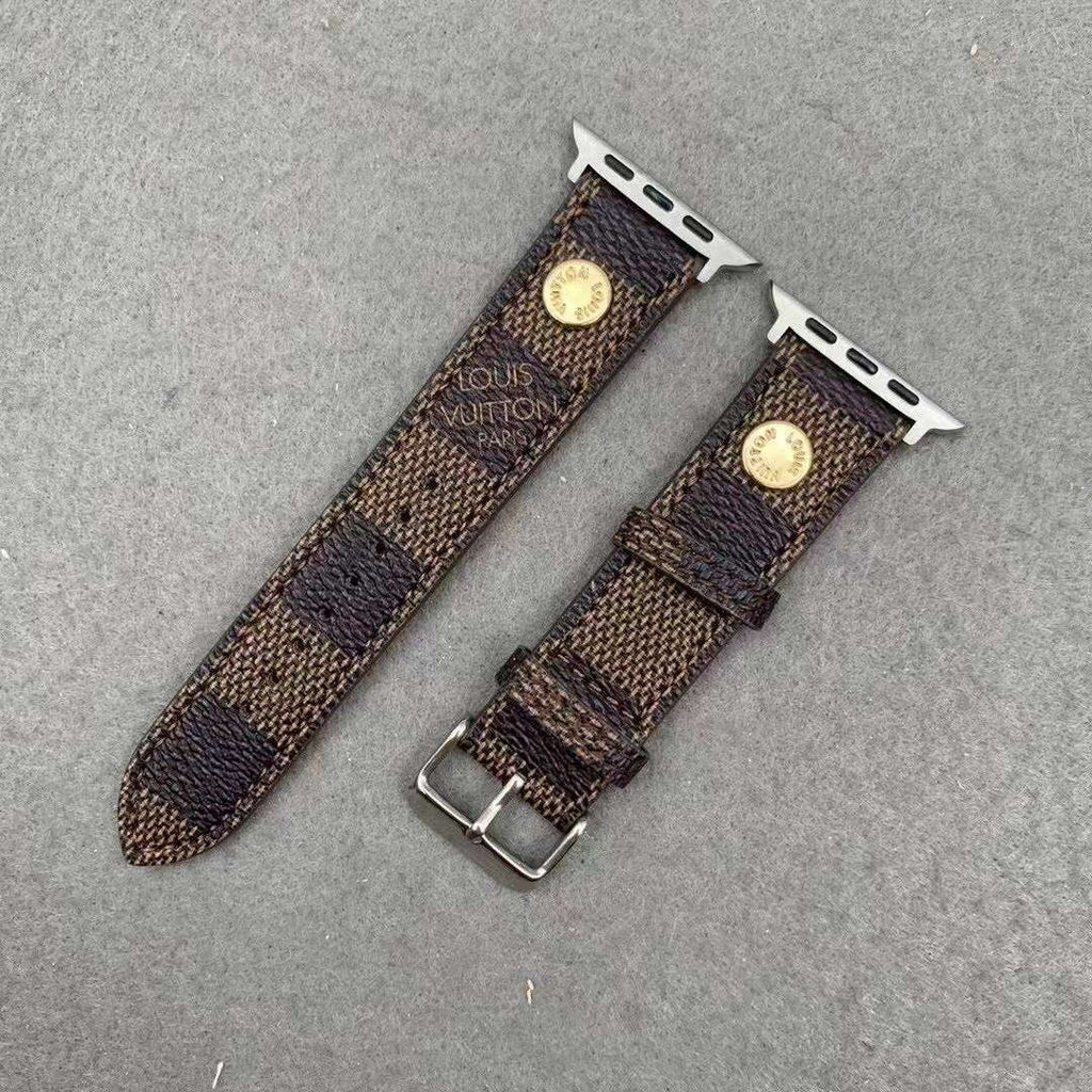 LV Apple Watch Band Brown Checkered