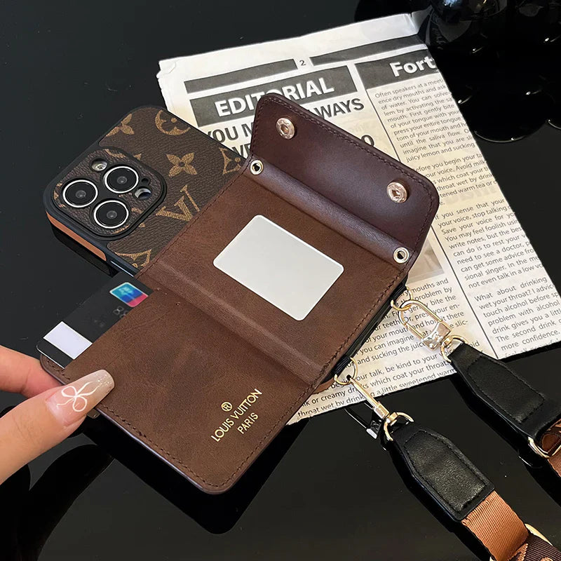 Luxury Phone Wallet Crossbody Style Lanyard for iPhone 12 鈥?16 Pro Max Plus Series