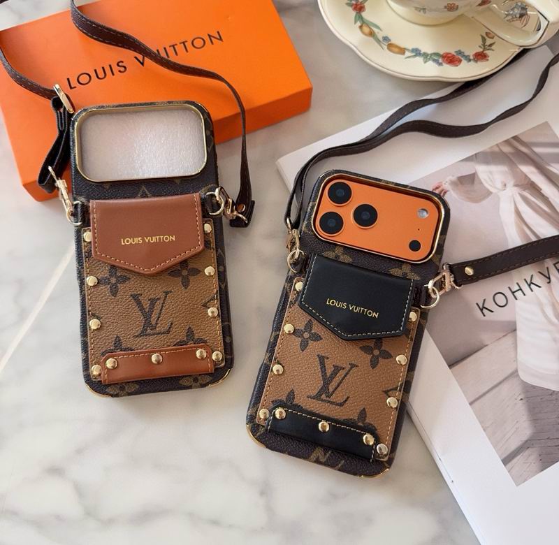 Louis Vuitton Card Holder Phone Case Crossbody for iPhone 12-17 / Pro / Pro Max / Plus