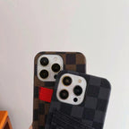 LV card slot iPhone case showing the fitted camera opening and raised protective edge