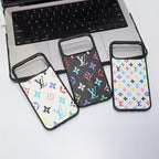 Classic leather LV iPhone case close-up highlighting texture and pattern detail