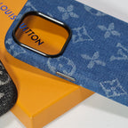 Detailed view of the denim style iPhone case showing material texture and slim profile