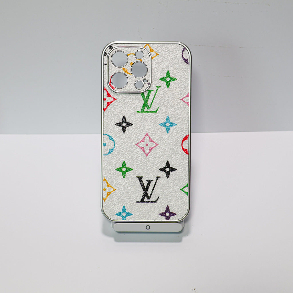 Electroplated iPhone case showing the full patterned back cover and polished side trim