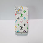 Electroplated iPhone case showing the full patterned back cover and polished side trim