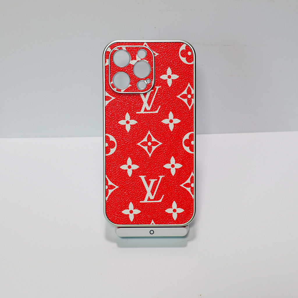 LV electroplated iPhone case showing the rear design and slim protective profile