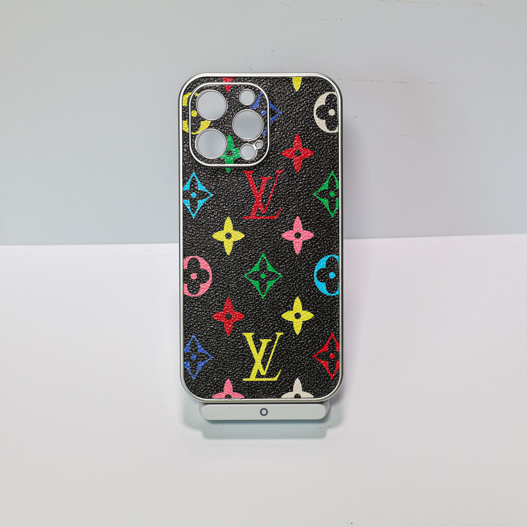 Electroplated LV iPhone case showing the complete protective cover and glossy finish