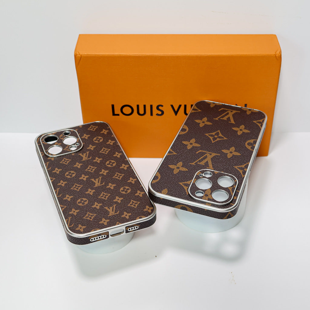 LV electroplated iPhone case showing the protective camera opening and polished edges