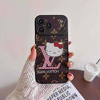 Multicolor monogram LV iPhone case close-up showing the patterned leather and camera protection