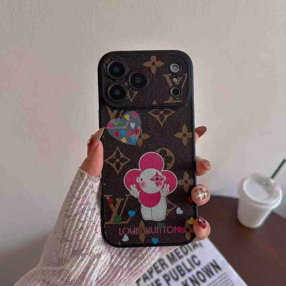 Multicolor monogram LV iPhone case showing the decorative back finish and protective corners