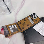 Louis Vuitton crossbody card holder iPhone case showing the wallet back and shoulder strap